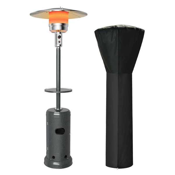 87 In. Tall 48,000 BTU Grey Patio Propane Heater with Cover and Table