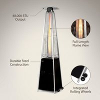 48,000 BTU Steel Propane Standing Pyramid Patio Heater with Wheels Ideal for Backyard Balcony 6-8 People — Lifestyle