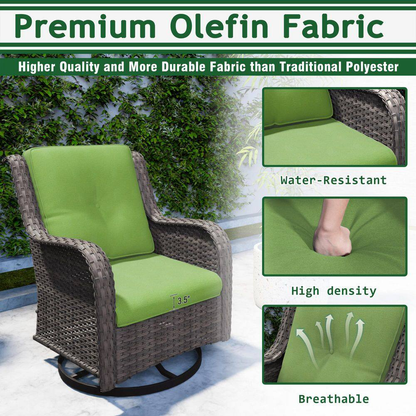 Patio Furniture Set 6-Piece Outdoor Patio Conversation Set with Green Cushions Lawn Furniture