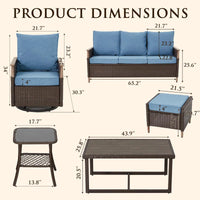 7-Piece Patio Furniture Set with Swivel Chair