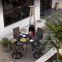 48,000 BTU Steel Propane Standing Pyramid Patio Heater with Wheels Ideal for Backyard Balcony 6-8 People