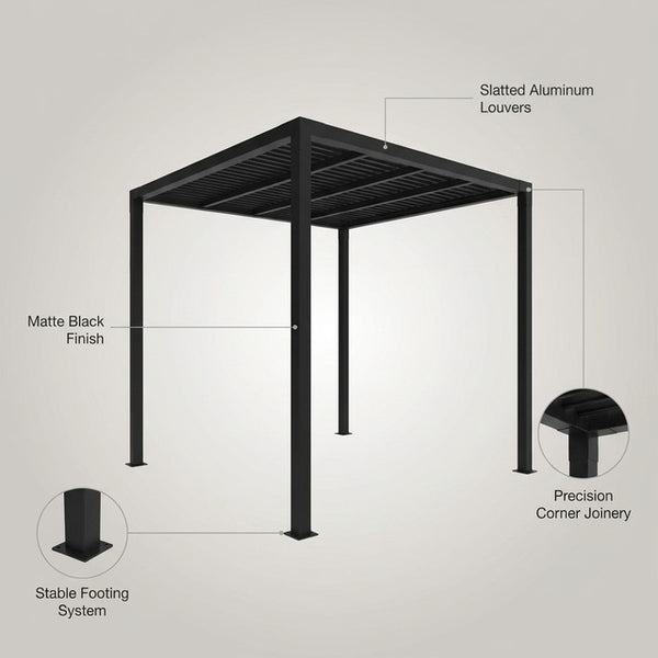 8 Ft. X 8 Ft. Matte Black Aluminum Pergola