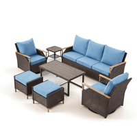 7-Piece Patio Furniture Set with Swivel Chair — Studio Shot