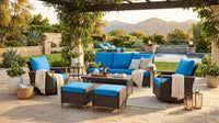 7-Piece Patio Furniture Set with Swivel Chair — Lifestyle